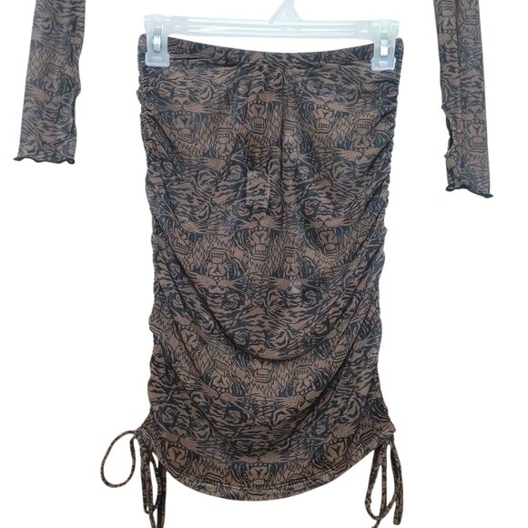 Ed Hardy Crop Top & Ruched Drawstring Co-ord Set Size Small Tiger Print NWT - Picture 5 of 13
